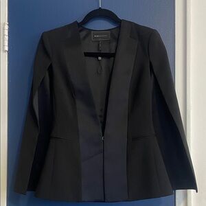 BCBGMaxAzria Black Blazer Cape with Satin Trim